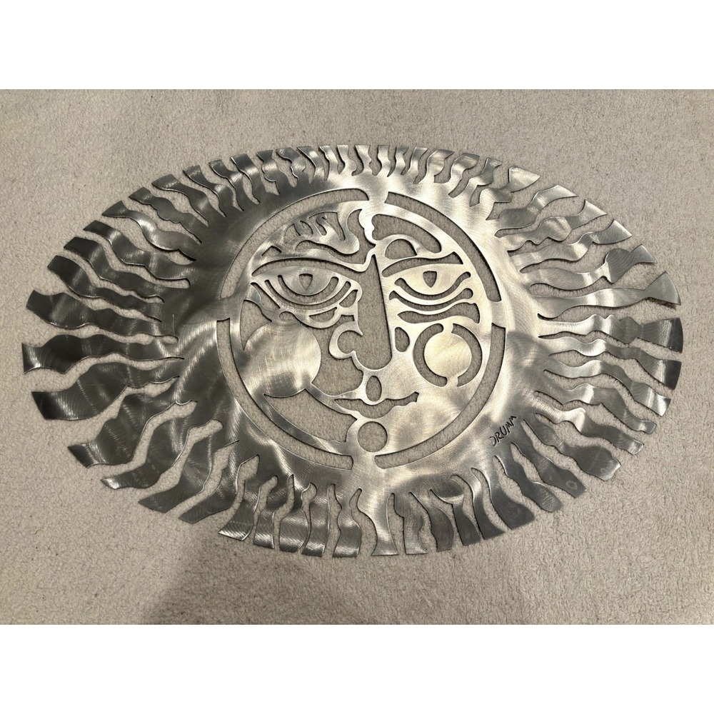 Don Drumm Round Sun Face With Oval Rays Aluminum 29.5" x 19" Wall Art